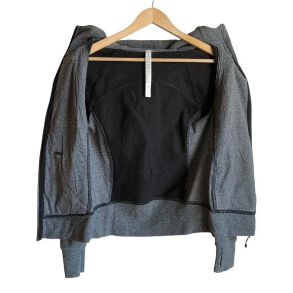 Lululemon Scuba Hoodie Light Cotton Fleece Size 2 Heathered Speckled Black Grey - Picture 14 of 16